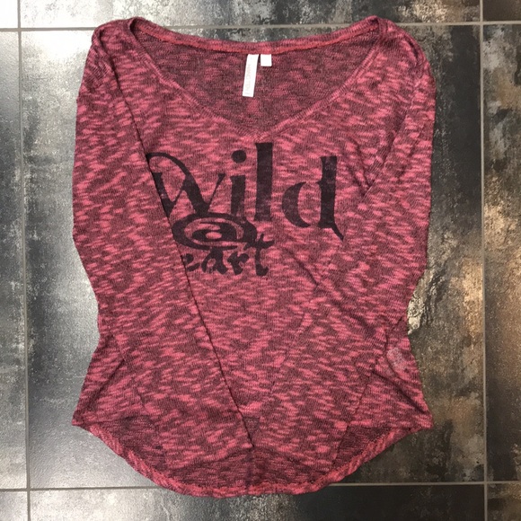 HANG TEN Dark Pink “Wild @ Heart” Long Sleeve Top, Sz. S - Picture 7 of 12